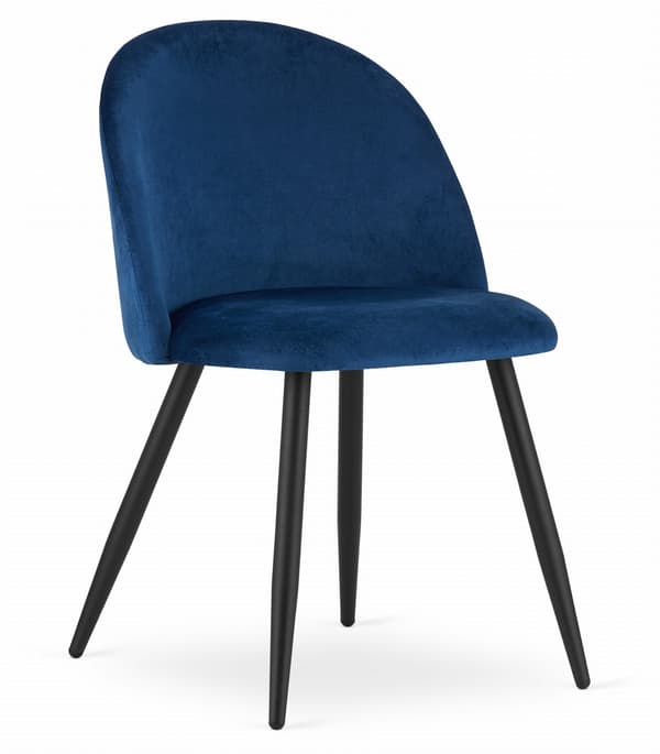 BELLO stol - marineblå fløjl / sorte ben x 4