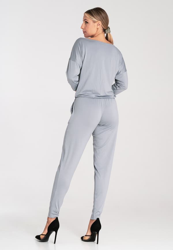 Elegant jumpsuit grå M1030 størrelse S