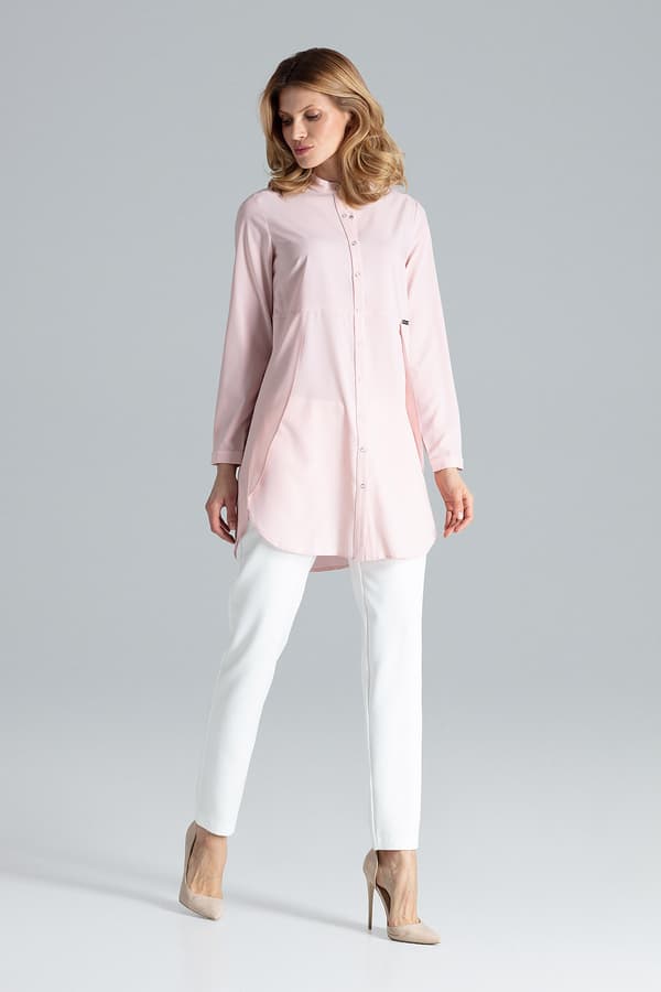 Lang dameskjorte - oversize dameskjorte pink M545 størrelse L