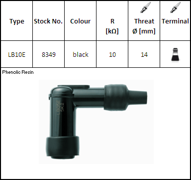 NGK Tændrørshætte LB10E (kode 8349) YBX