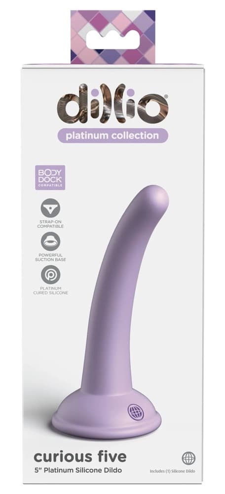 Dillio Platinum Blød Silikone Buet Dildo Curious Five 146cm Lilla
