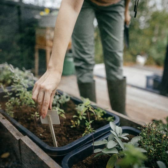 FISKARS SOLID Liten smal trädgårdsspade med måttband för plantering av växter