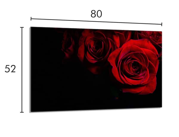 Lasinen suojalevy liedelle 80x52 Rose