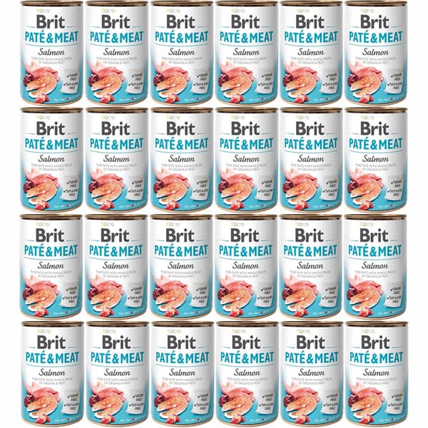 Brit Paté & Meat våtfoder för hundar med lax 24x400g