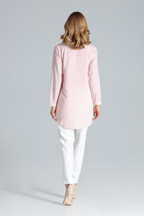Lang damesoverskjorte - oversize rosa M545 størrelse L