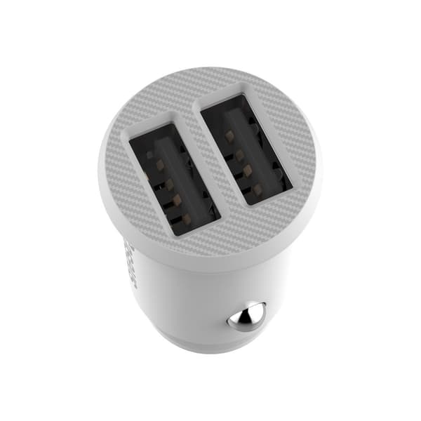 Mini biloplader til din telefon 2x USB Grain biloplader hvid