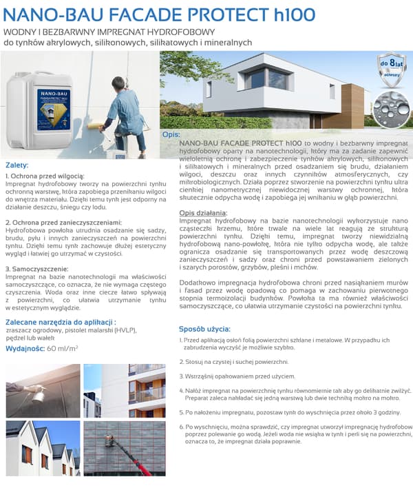 NANO-BAU FACADE PROTECT H100 imprægnering til puds 5L