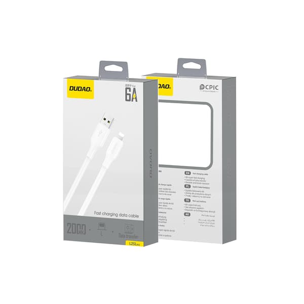USB-A - iPhone Lightning 6A Kabel 1,2m - Hvid