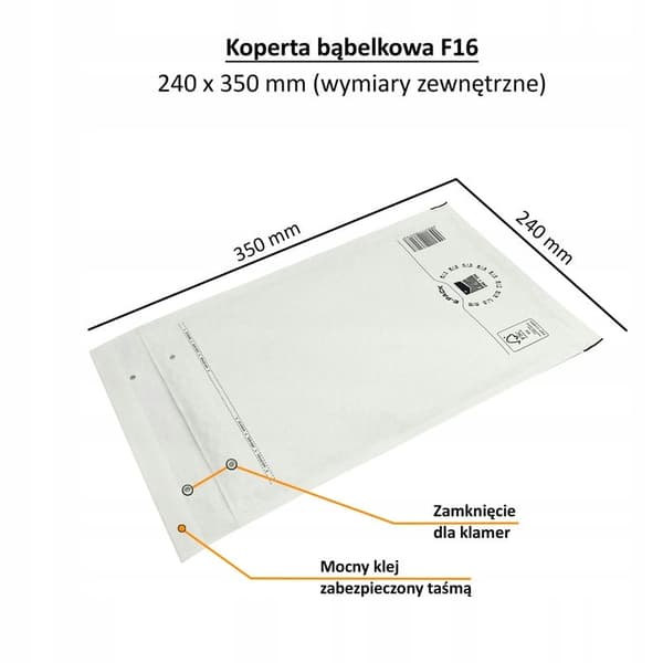 Bubbelkuvert F16 VITT E-PACK x 10 st