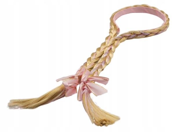FLÄTOR blont hår HÅRBAND ROYTTER rosa set