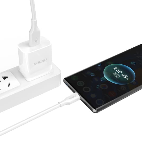 USB-A - mikro-USB 6A-kabel 1,2 m - vit
