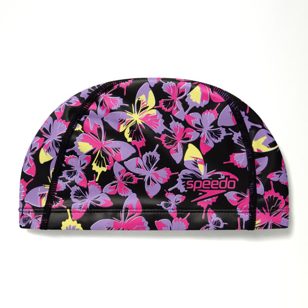 Speedo printed pace CAP junior sort/miami lilla/rosa violet badehætte