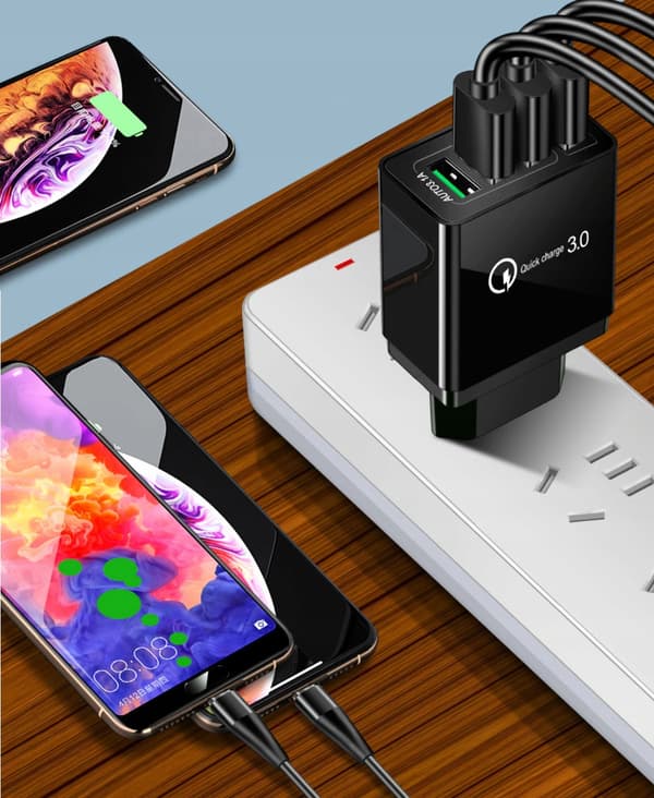 Snabb vægglader 4xUSB hurtiglading 3.0