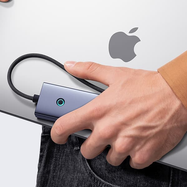 HUB 5-i-1 Splitter USB-C til HDMI USB-A USB-C PD 4K - Grå