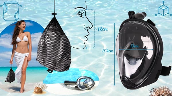 Helansigtsmaske til snorkling