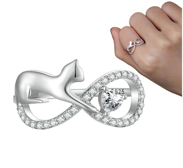 Sølv Infinity Kat Ring Størrelse 17