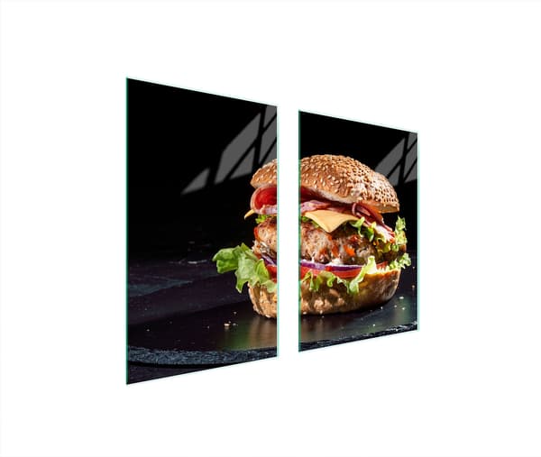 GLASPLADE TIL KØKKEN 65x52 HAMBURGER