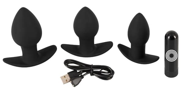 Black Velvets Vibrerende Analplug Sæt med 3 Sorte