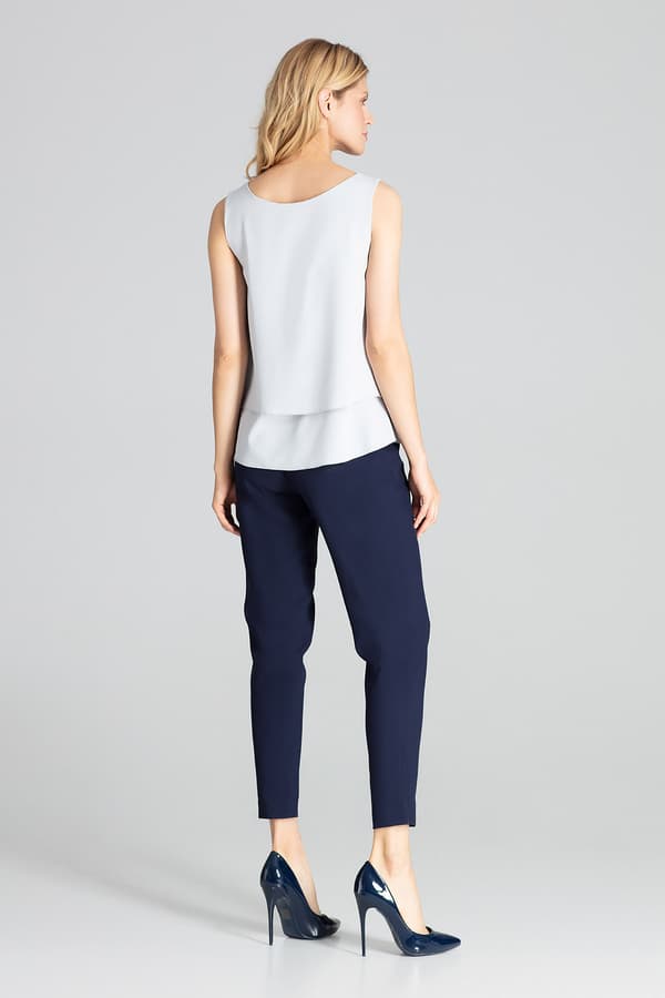 Elegant ærmeløs bluse - grå bluse M679 størrelse M