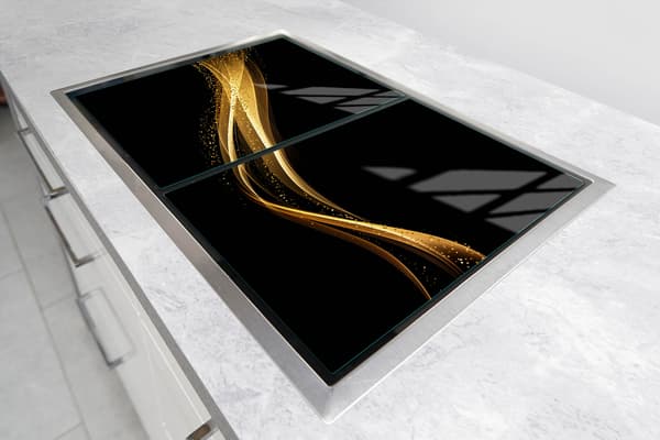 GLASBESKYTTELSESPLADE TIL KOMFUR 70x52 SORT