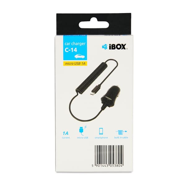 iBOX C-14 Biloplader, Indbygget Micro USB 1A Kabel