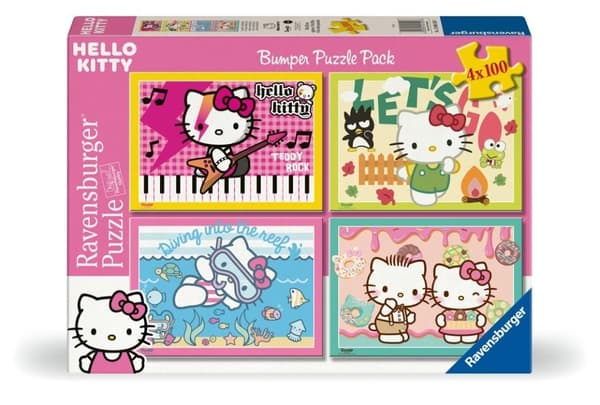 2D-pussel för barn: Hello Kitty-set med 4x100 bitar