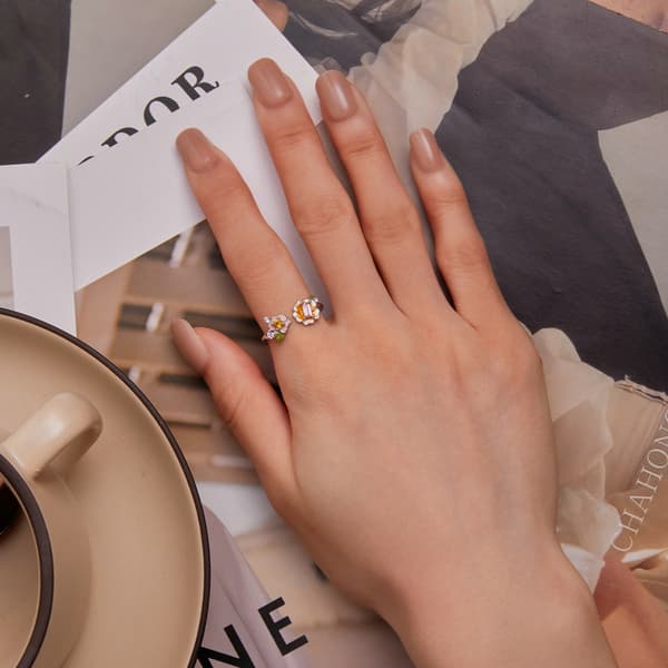 Anillo ajustable de plata con flores en plata S925