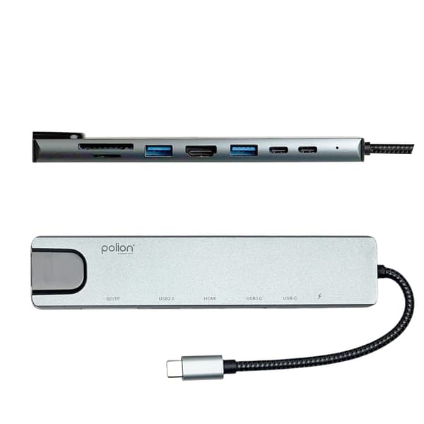 USB-C HUB 2*USB-A + 2*USB-C + RJ45 + HDMI + SD/TF