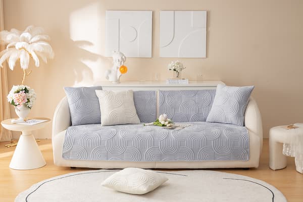 Sofaovertræk 90x210 cm, let grå, reliefmønster