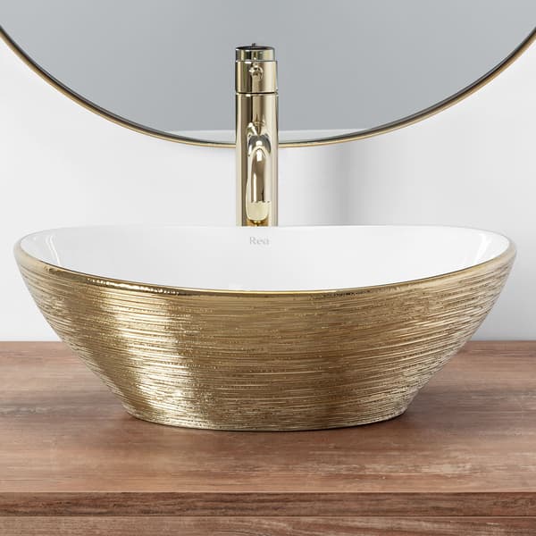 SOFIA BRUSH GULD/HVID HÅNDVASK - BORDPLADE SKU REA-U3697