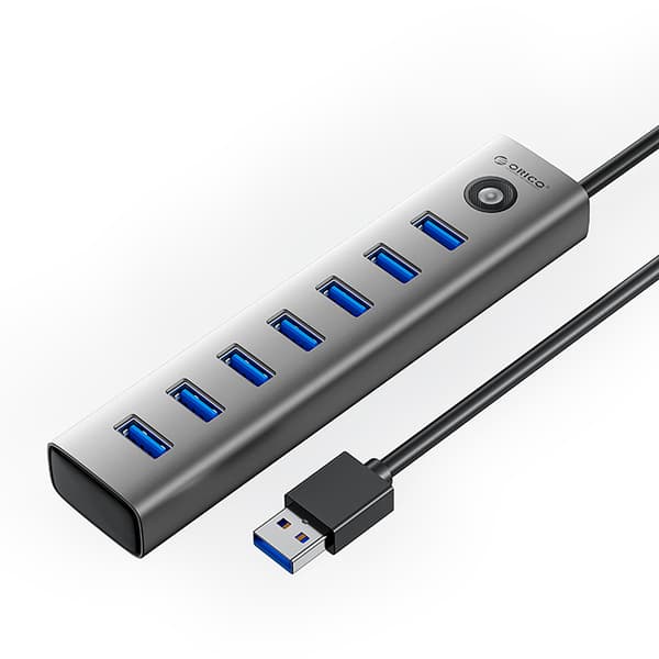 Hub CL7U-U3 splitter 7x USB-A USB-C 5V 3A 1m - grå