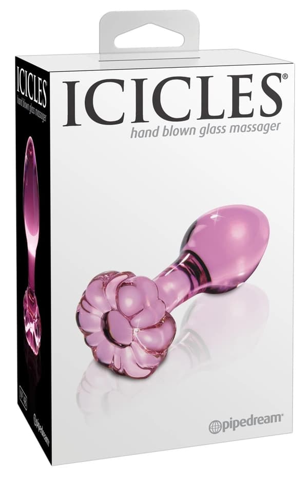 Icicles Glas Anal Plug med Blomsterformet Hætte