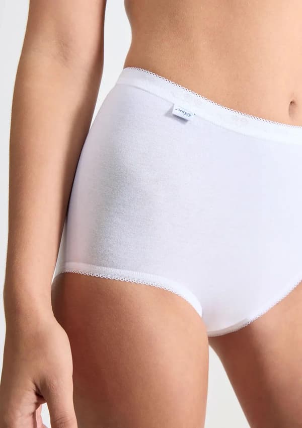 Dametrusser (2-pak) lavet af høj kvalitetsbomuld, høj talje, hvid Basic+ Maxi Sloggi SLOGGI WOMEN'S BASIC+ BASIC+ Maxi 2-pak hvid 40