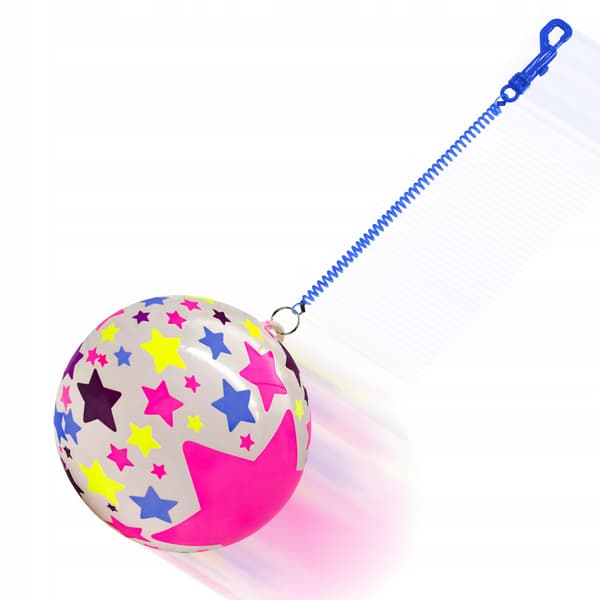 Oppustelig bold med stjernefjer i gummi, diameter 23 cm
