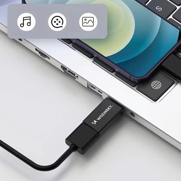 USB-C - USB-A 10Gb/s -sovitin - musta