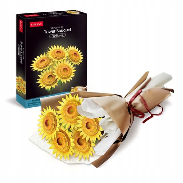 3D-PUSSEL STOR BLOMSTERBUKETT SOLROSOR Cubic Fun 209 bitar P866H