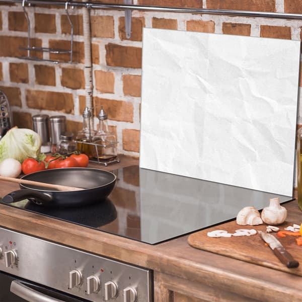 Skyddsplatta i glas för spis 60x52 Vit