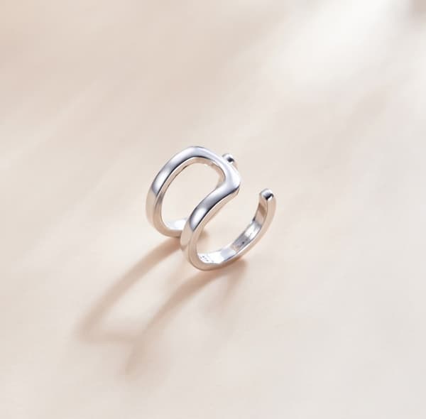 Klassisk dobbelt ørecuff ørering sølv 925
