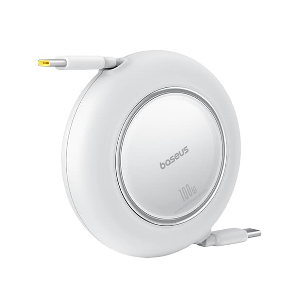 Utdragbar USB-C-kabel 100W 2m - Vit