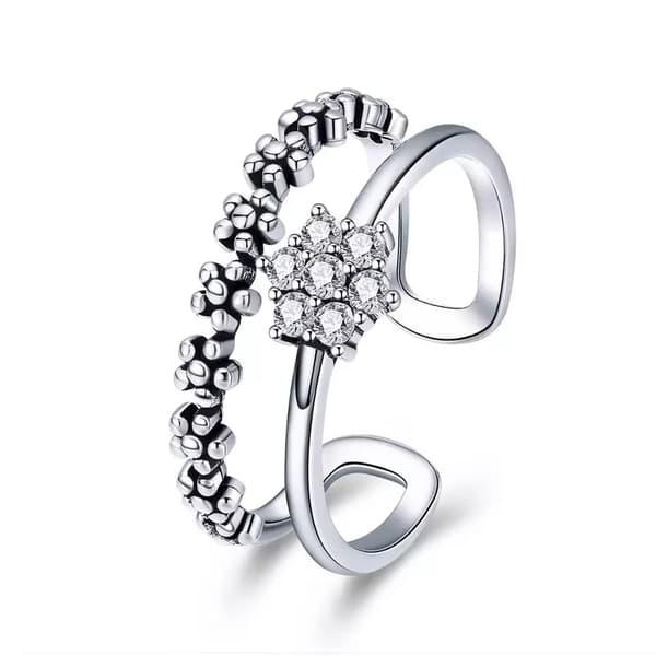 Silver Justerbar Dubbelring 925 Silver