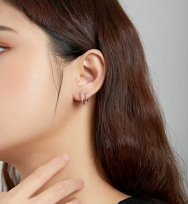 Pendientes de aro doble de plata 925