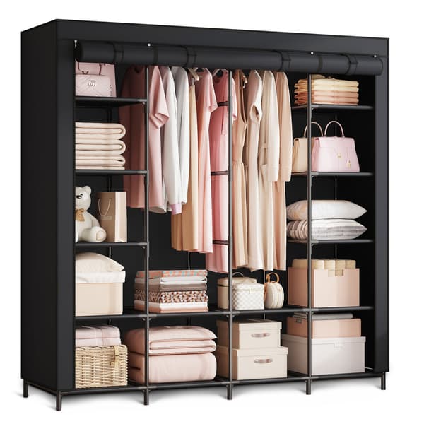 Stor tekstilgarderobe Massido MS-804 sort