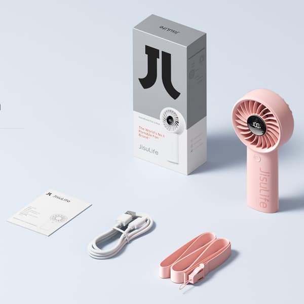 Mini håndholdt ventilator 3600mAh USB-C - Lyserød