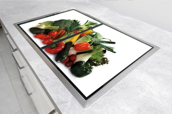 GLASTALLERK OCH SKÄRBRÄDA 100x52 GRÖNSAKER