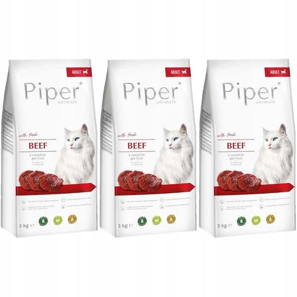 DOLINA NOTECI DRY Piper kattfoder med nötkött 3x3kg