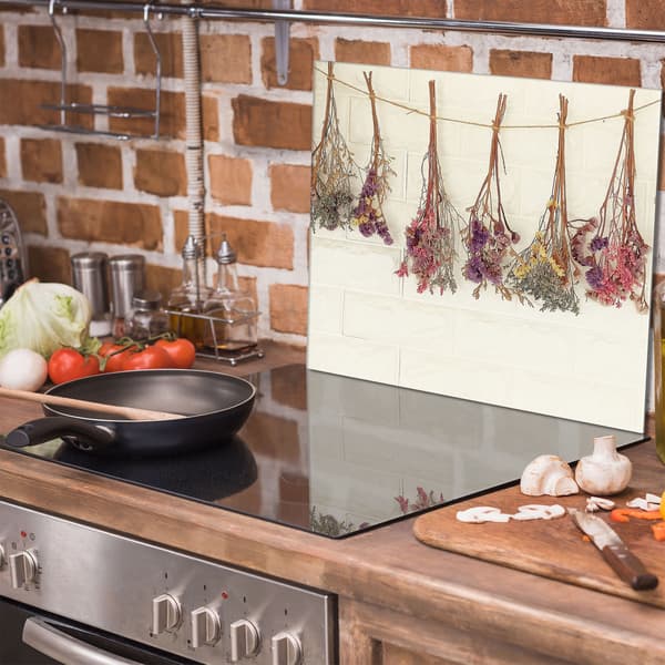 Glasskydd för spishäll 60x52 Blommor