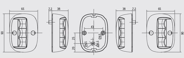 Sidonavigationslampor 112,5° LED - vitt set