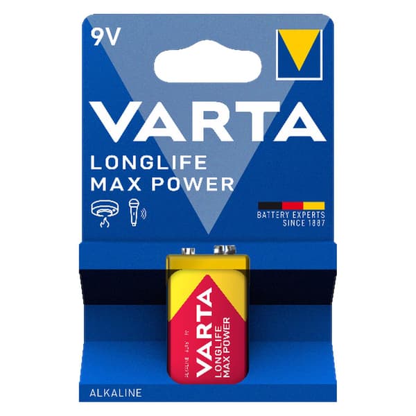 Varta LL Max PP3 9V alkalisk batteri til mikrofon og CO-sensor