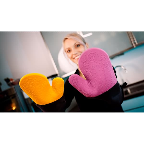 Ovnhandske, silikone/bomuld/polyester, 34 x 19 cm, gul / Lurch