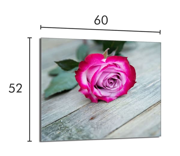 Lasinen suojalevy liedelle 60x52 Rose